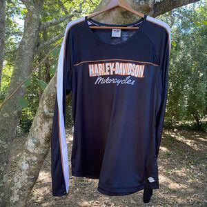 Harley Davidson Long Sleeve Shirt Womens Size 2XL Stretch Athletic